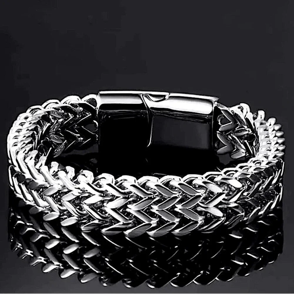 Stainless Steel Cuban Chain Magnetic Closure Hip Hop Bracelet